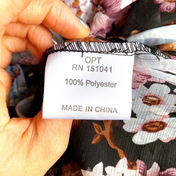 🍂 O.P.T ANTHROPOLOGY BOHO FLORAL 2-in-1 BLACK RUST RUFFLE BAGGY LONG SLEEVE TOP - Picture 14 of 16